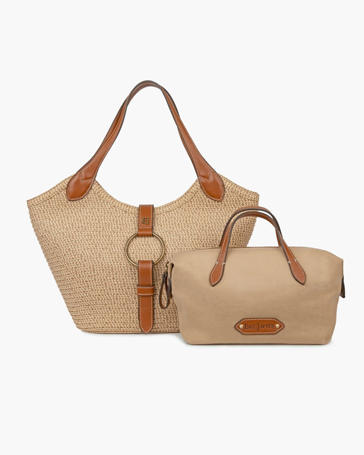 Eric Javits Trek Straw Bag Tote - Peanut
