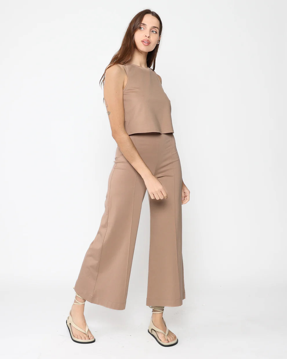 Ripley Rader Khaki Ponte Knit Cropped Pant