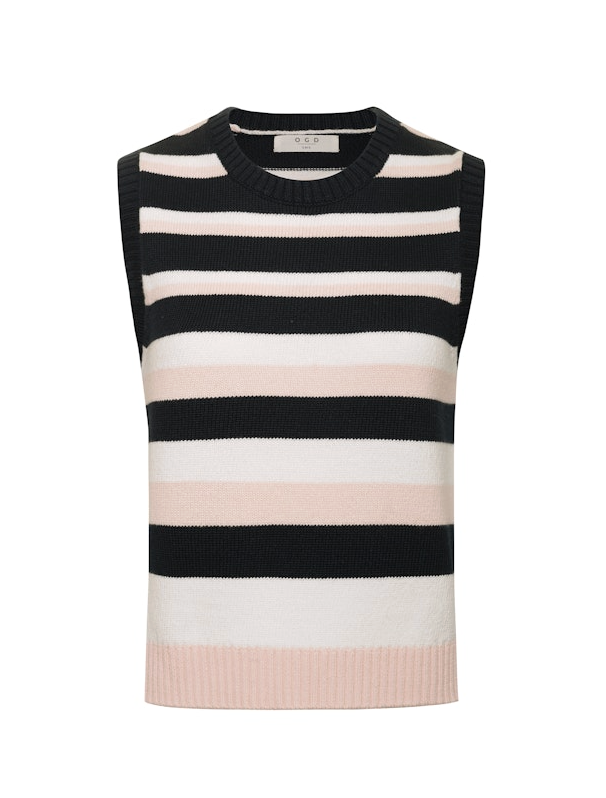 Elton Sleeveless Tee - Navy Stripe