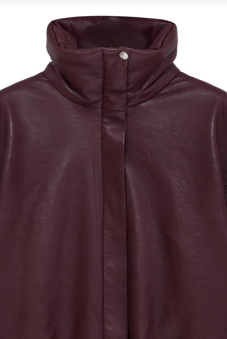 Anine Bing Cyrus Jacket - Burgundy Recycled Leather