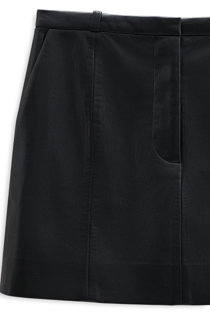 Benedict Mini Skirt - Black Recycled Leather