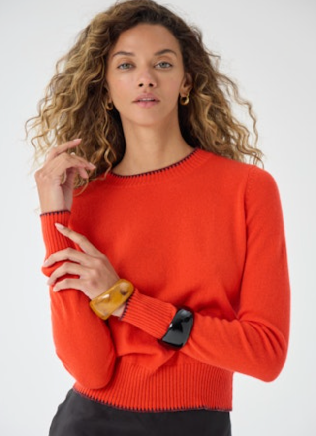 Tipped Long-Sleeve Crew
