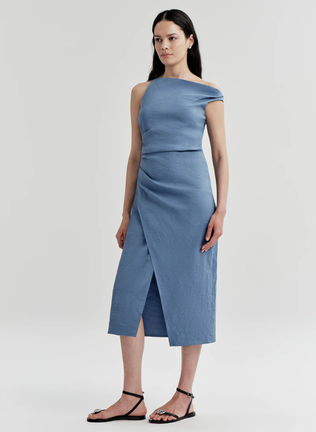 ALC Lyra Linen Midi Dress - Dusk Blue