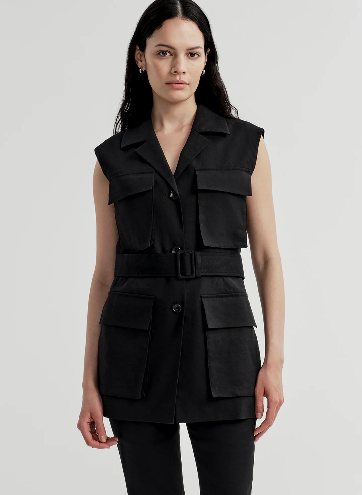 ALC Cameron Linen Vest - Black