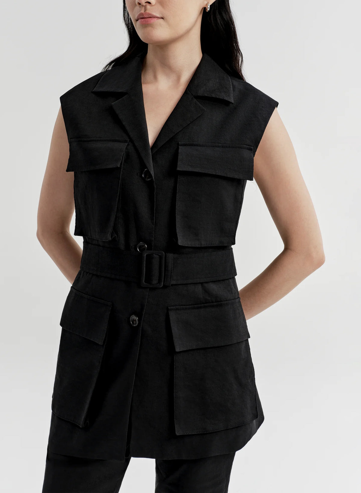 ALC Cameron Linen Vest - Black