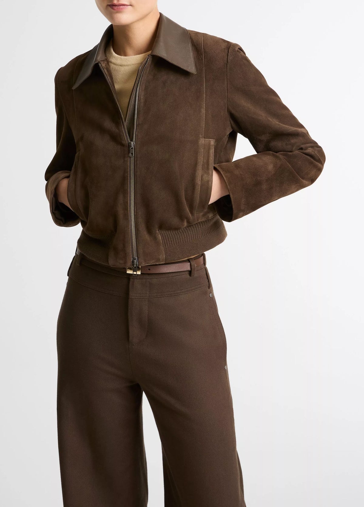 Vince Suede Shrunken Bomber