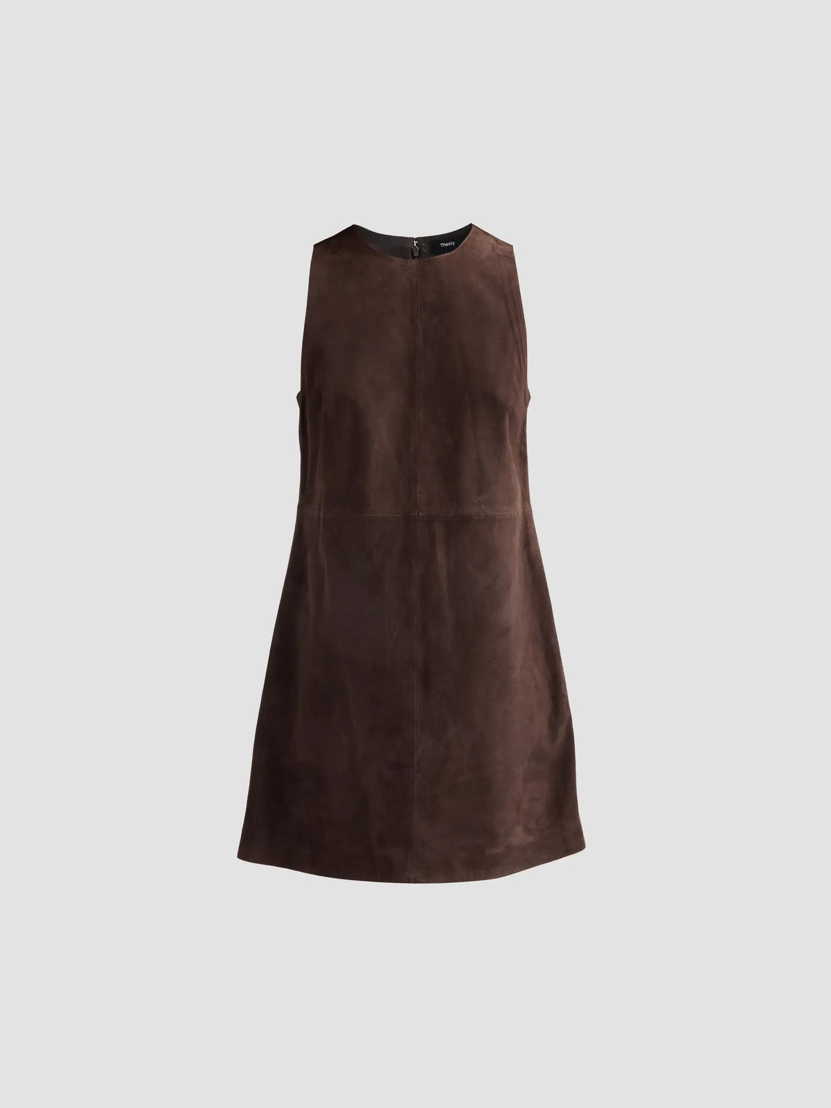 Theory Mini Suede Shift Dress - Cacao