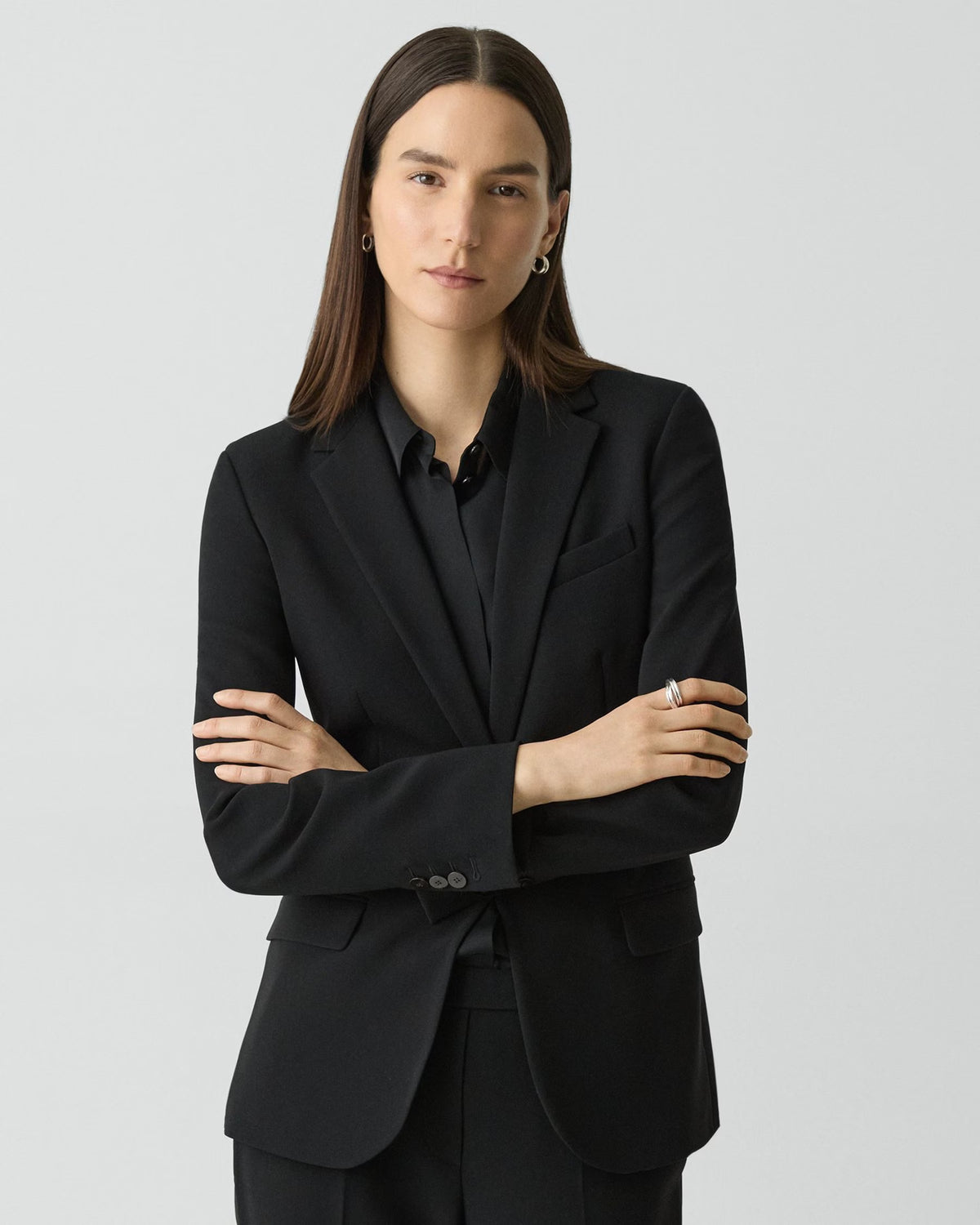 Theory Staple Blazer in Admiral Crepe - Black