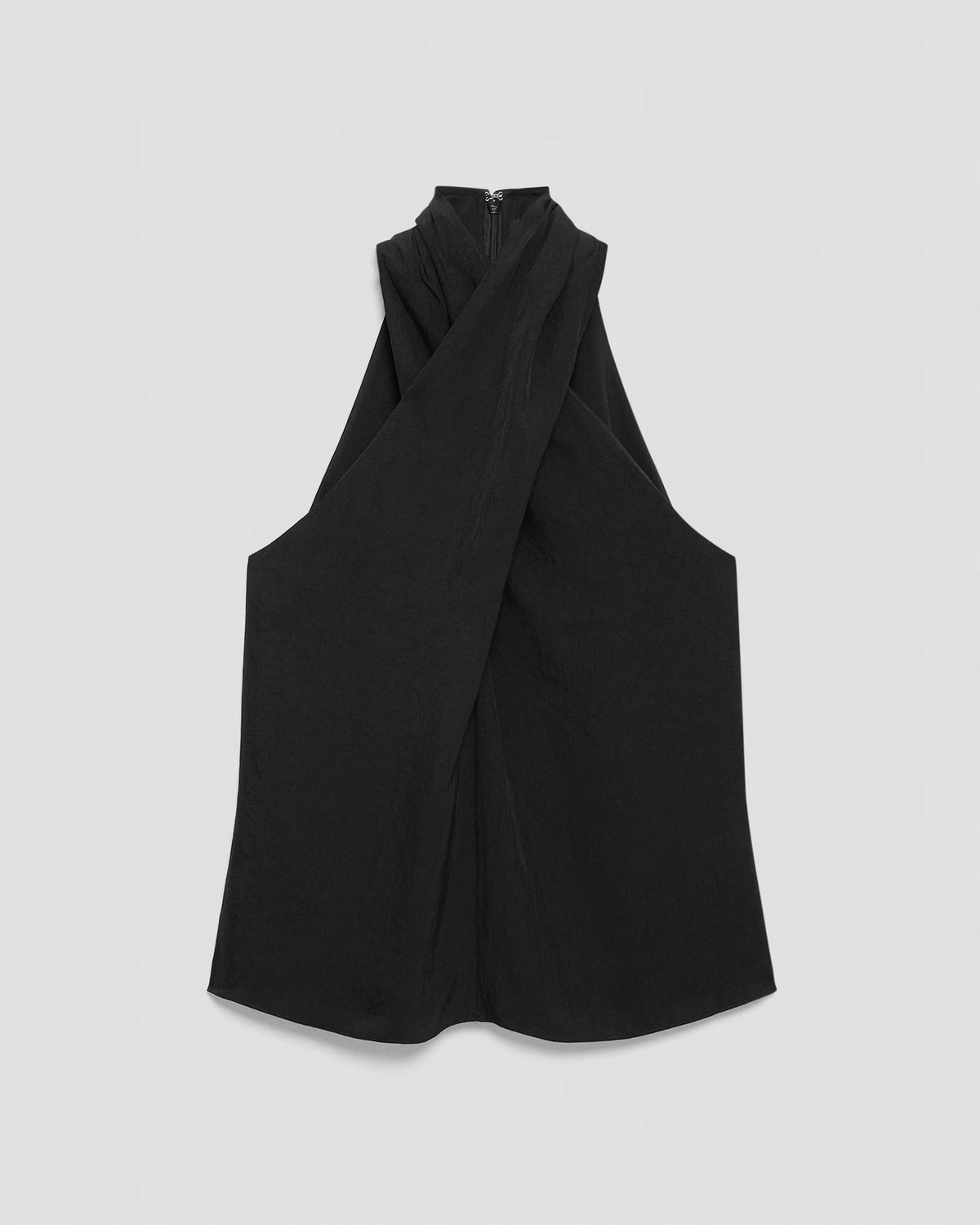 Theory Twisted Halter Top in Washed Twill - Black