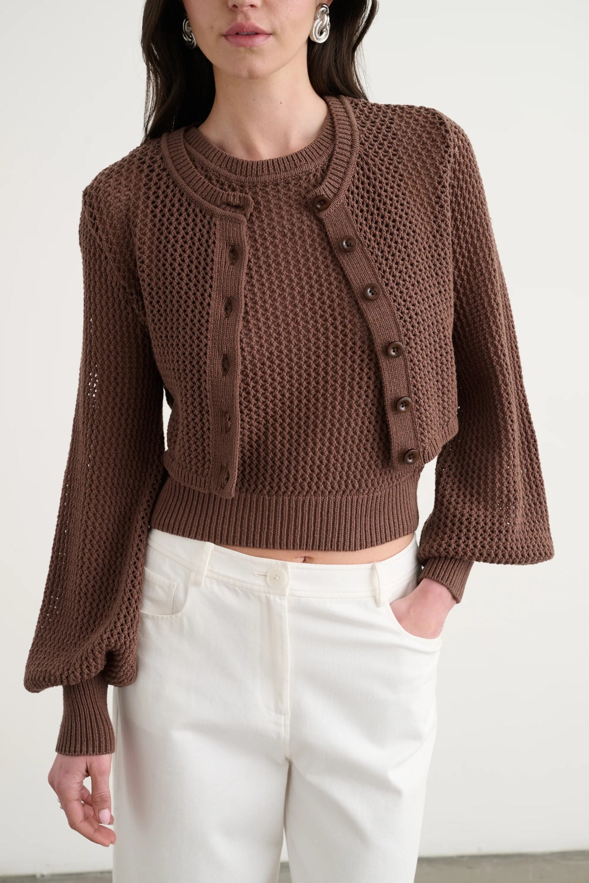 Toccin Tori Blouson Sleeve Cardigan