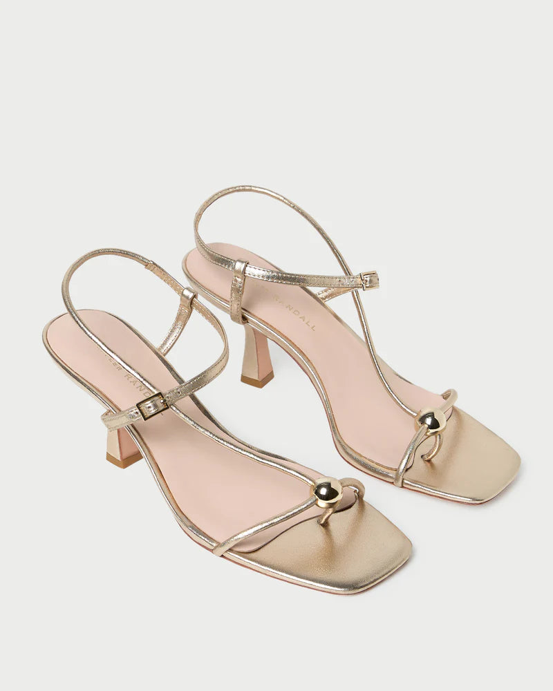 Loeffler Randall Triana Strappy Mid-Heel Sandal - Champagne