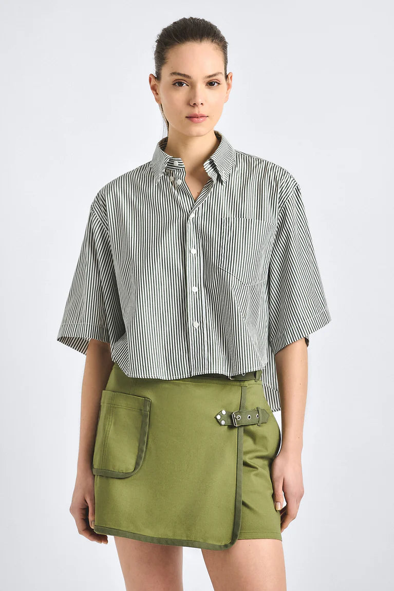 Derek Lam Ember Cropped Button Down Shirt
