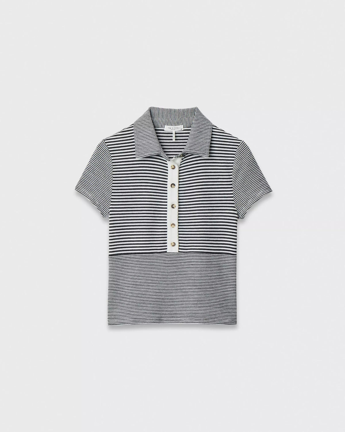 rag & gone The Knit Striped Polo - Ivory Multi