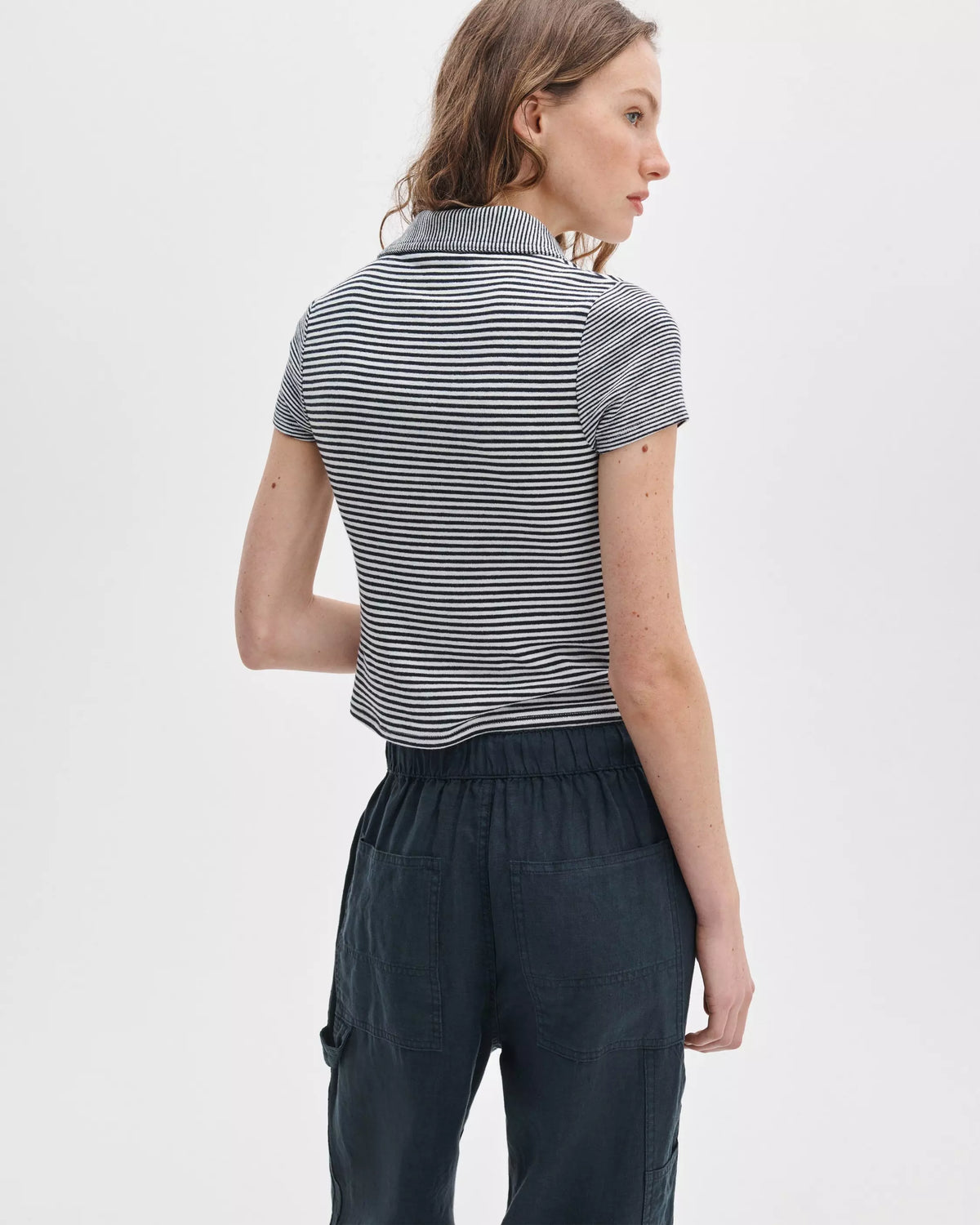 rag & gone The Knit Striped Polo - Ivory Multi