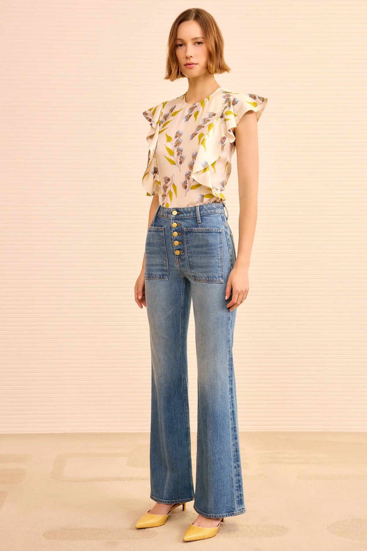 Ulla Johnson The Stretch Lou Kick Flare Jean - Danube