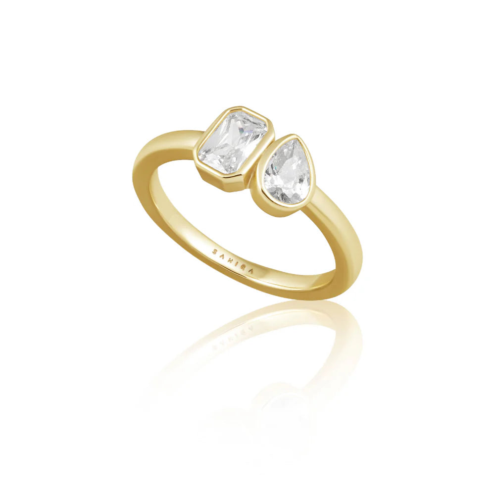 Amber CZ Ring