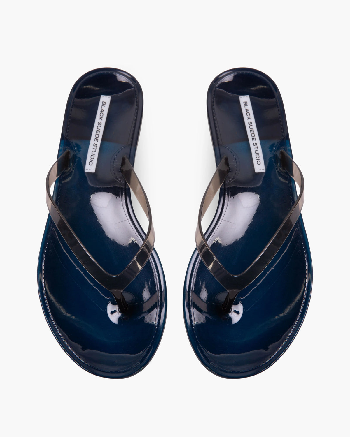 Black Suede Studio Crystal Sandal - Navy