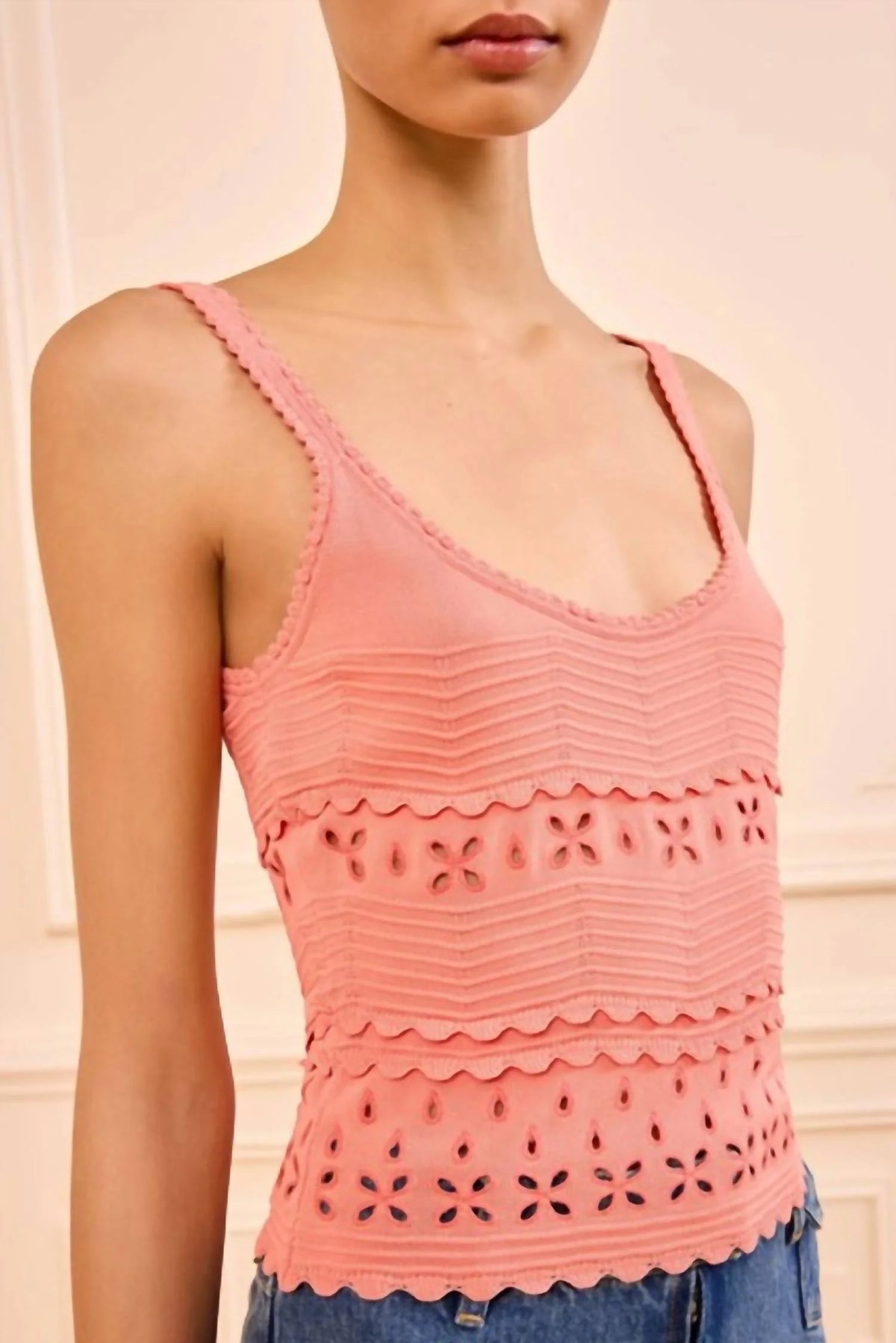 Ulla Johnson Esme Eyelet Knit Camisole - Coral Peony