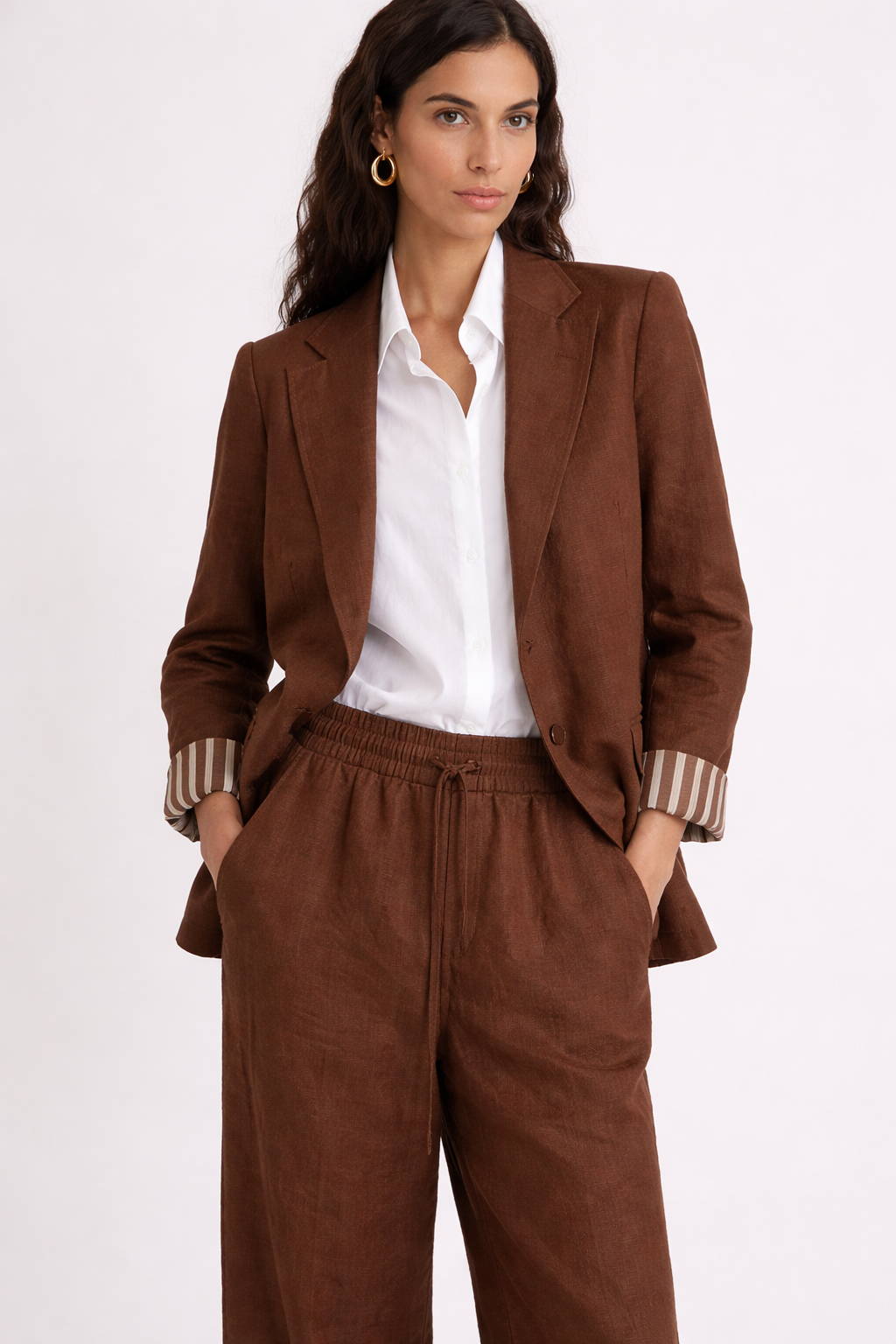 Single-Breasted Linen-Blend Blazer