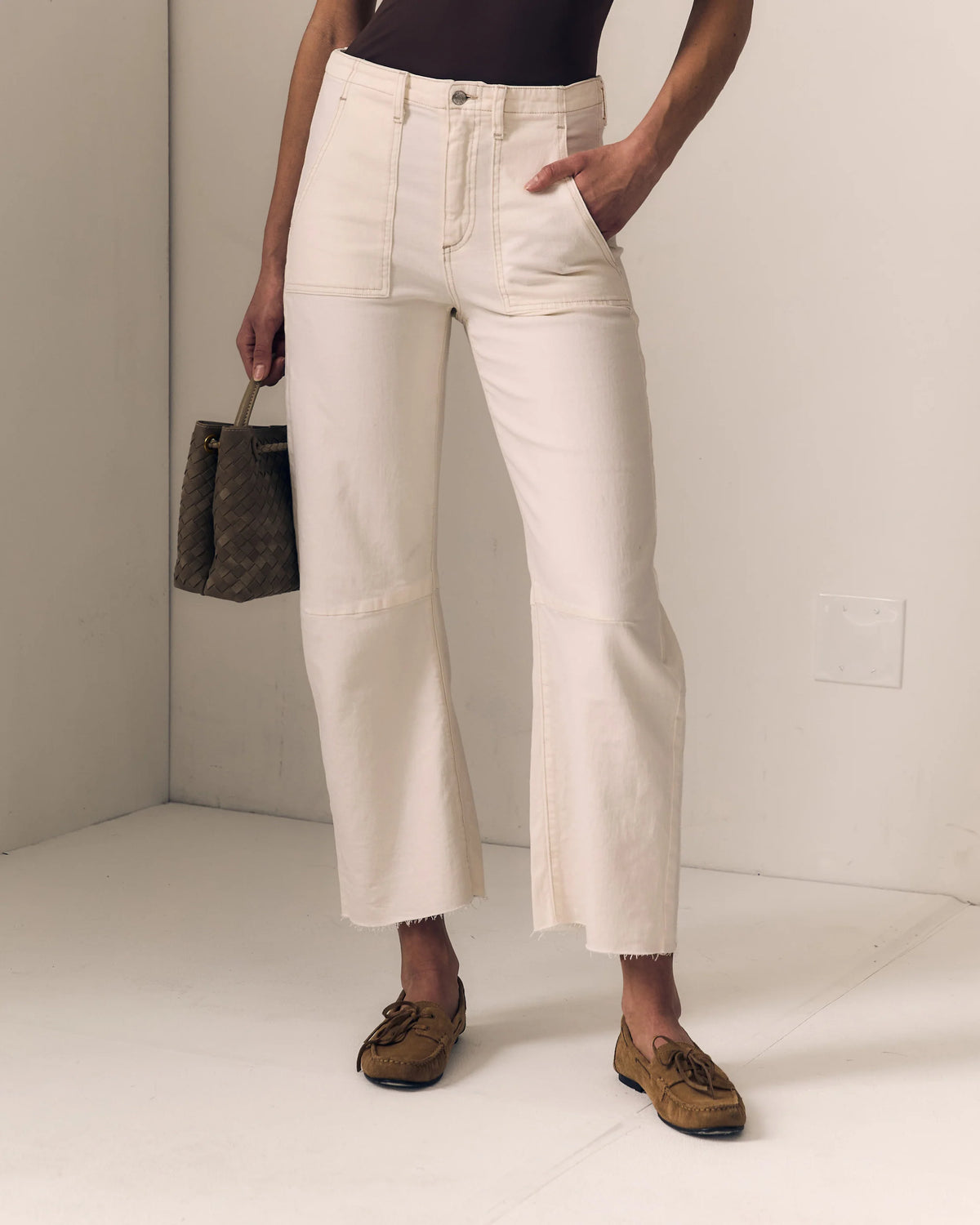 Le Jean Utility Soft Barrel Jeans - Bone