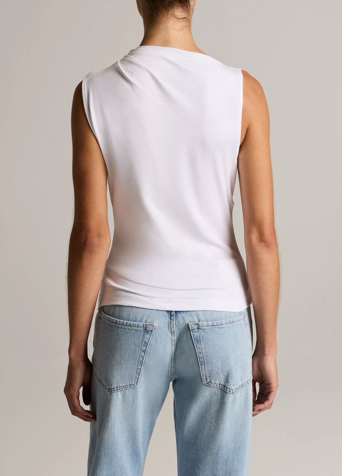Vince Pima Cotton Draped Sleeveless Top