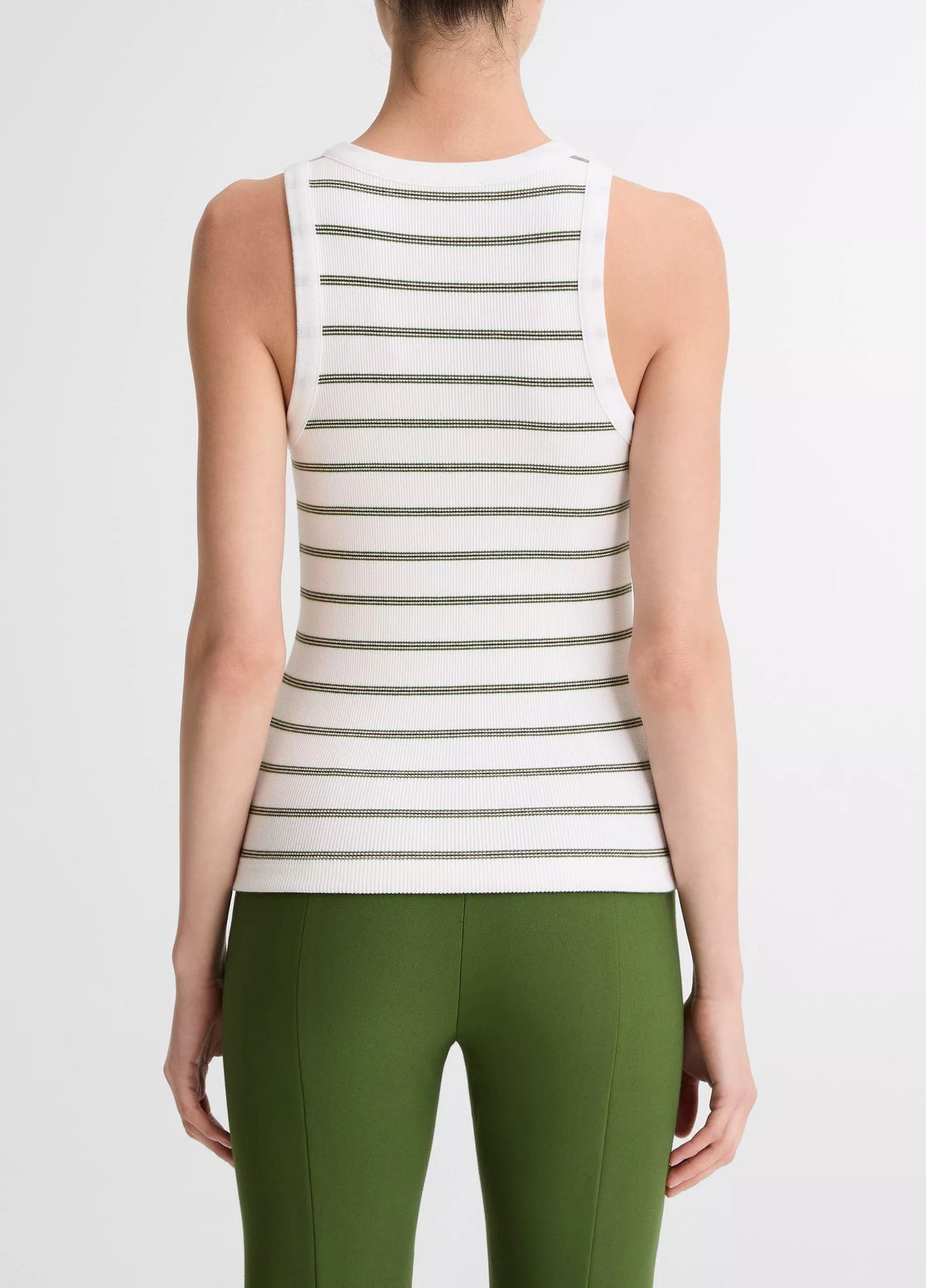 Vince Striped Ribbed Scoop-Neck Tank