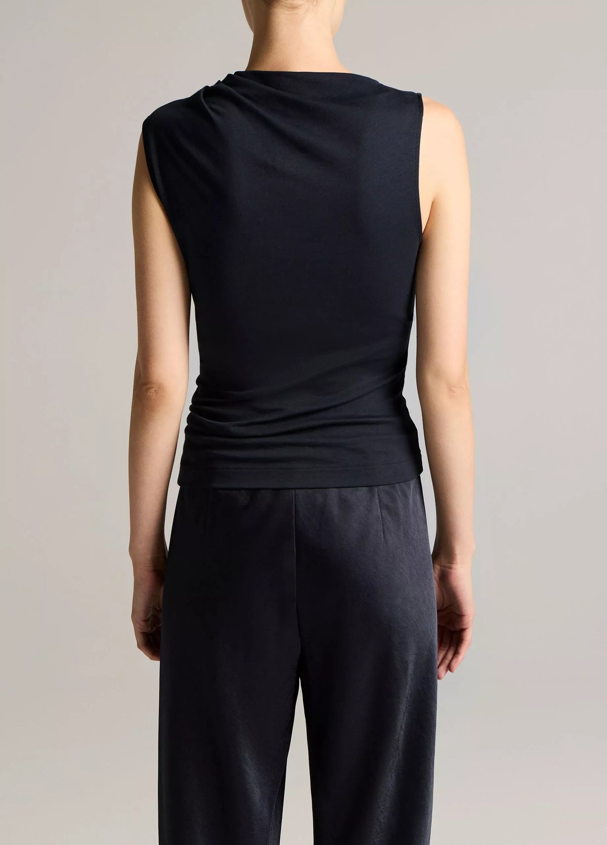 Vince Pima Cotton Draped Sleeveless Top