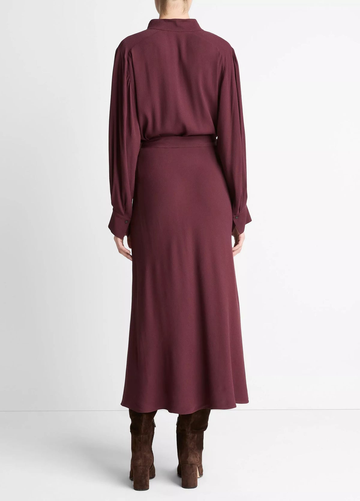 Vince Crepe Collar-Stand Shirt Dress