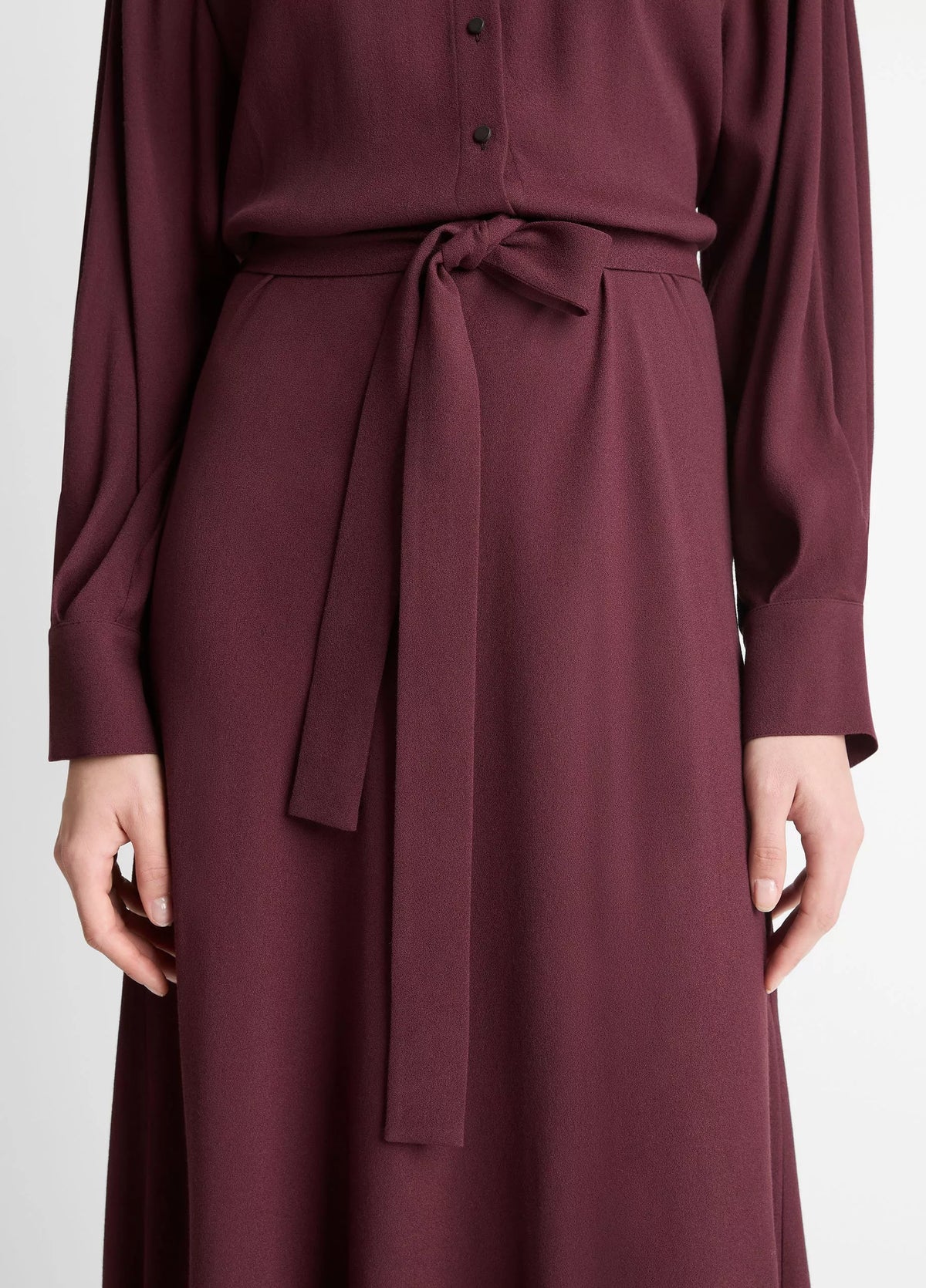 Vince Crepe Collar-Stand Shirt Dress