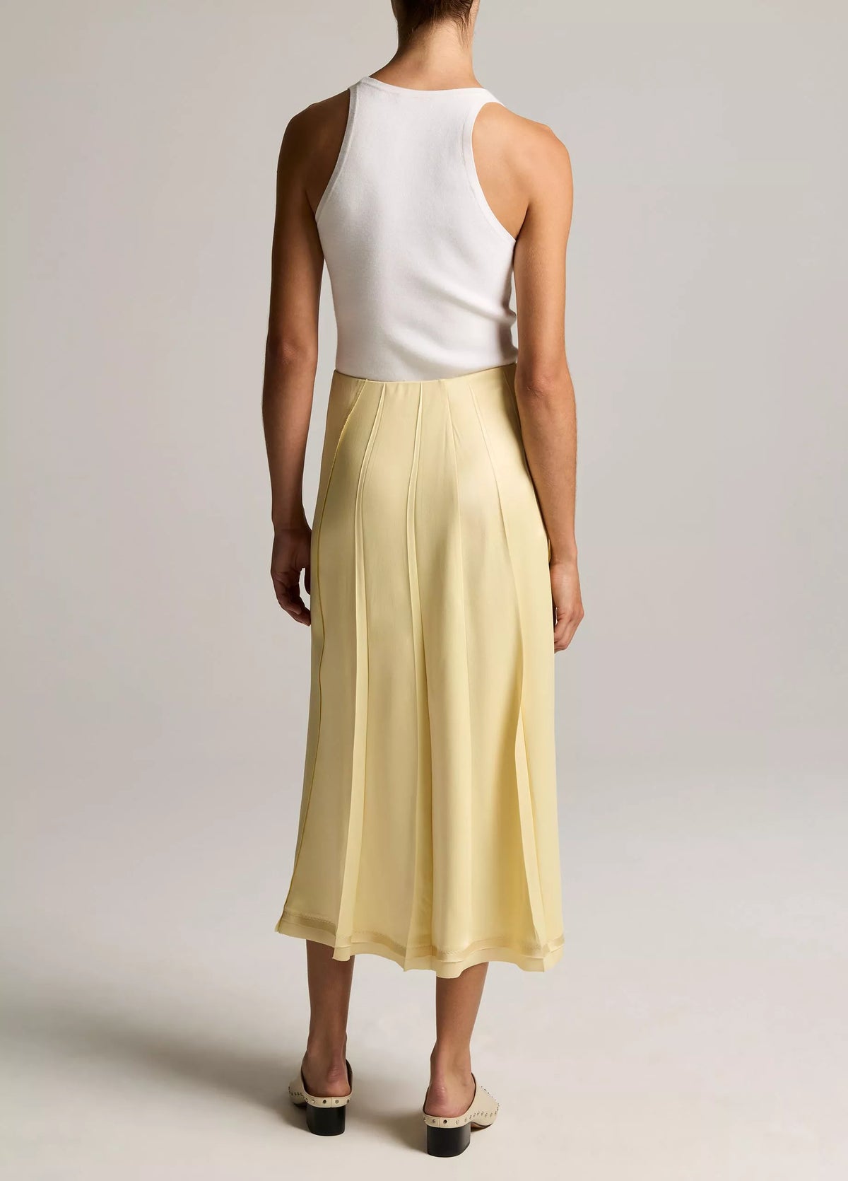 Vince Raw-Edge Satin Skirt- Sun Petal