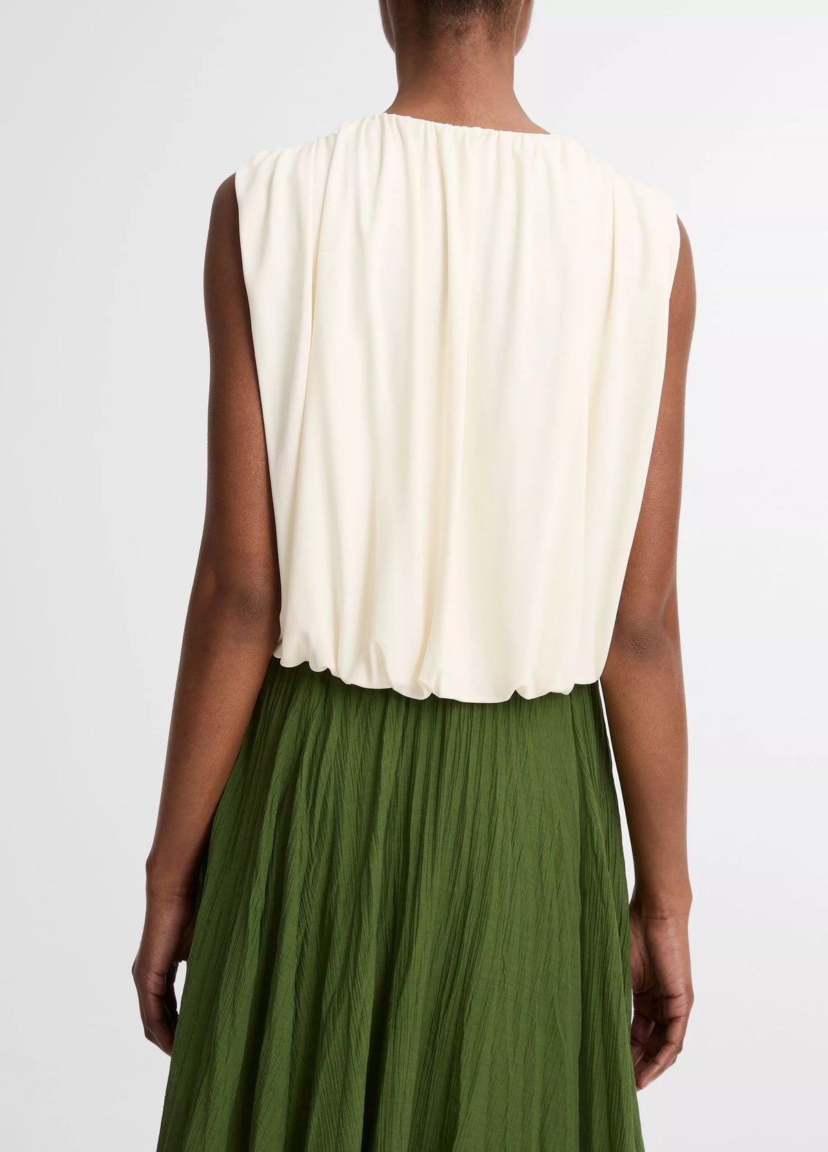 Vince Matte Jersey Bubble Top - Porcelain