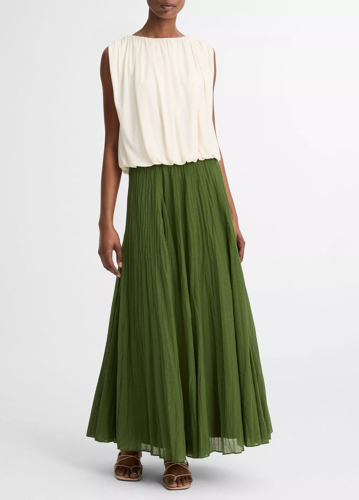 Vince Matte Jersey Bubble Top - Porcelain