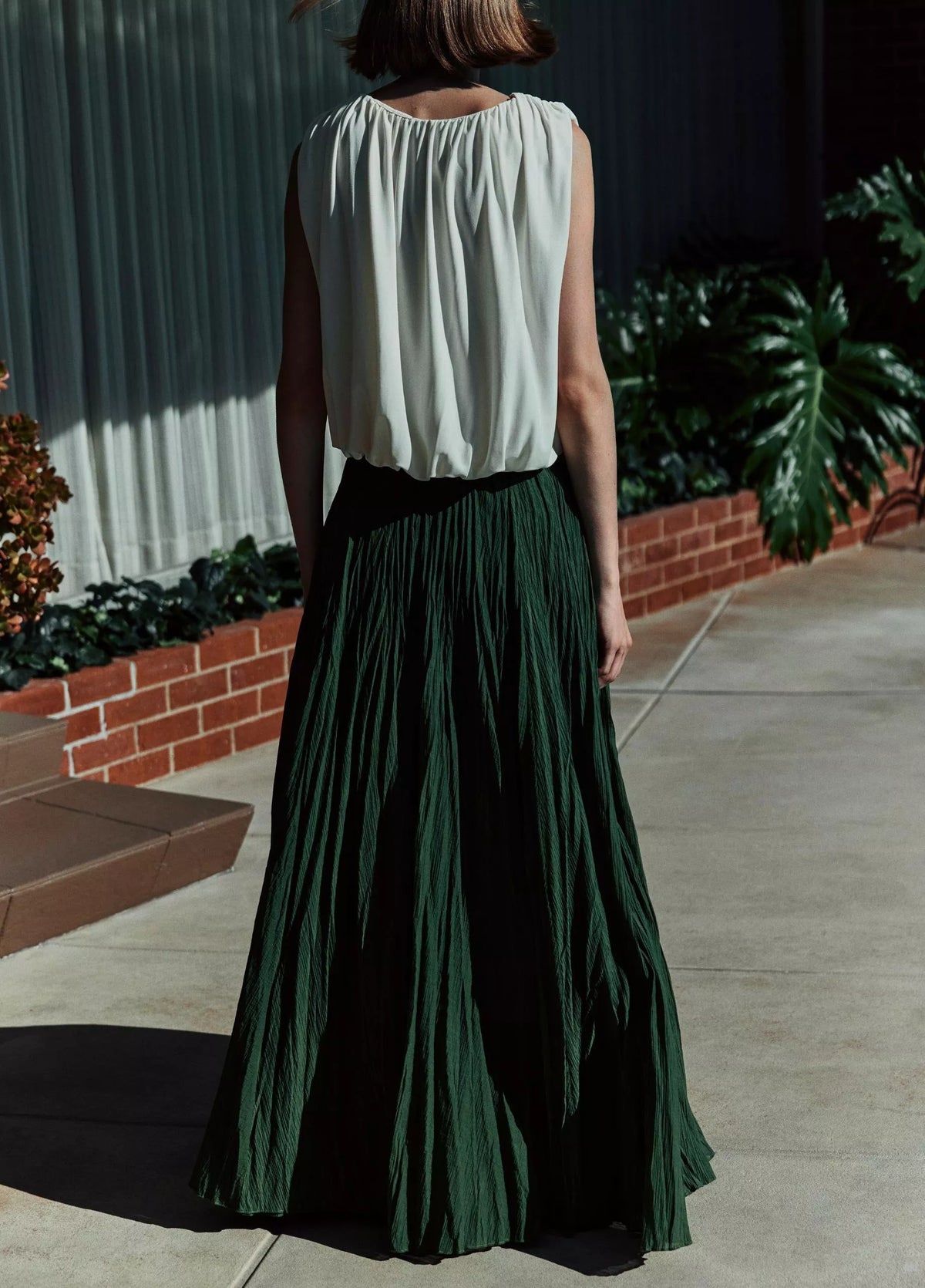 Vince Matte Jersey Bubble Top - Porcelain