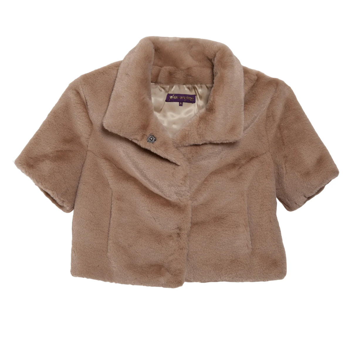 Glamourpuss NYC Faux Mink Bolero Stand Collar - Oatmeal