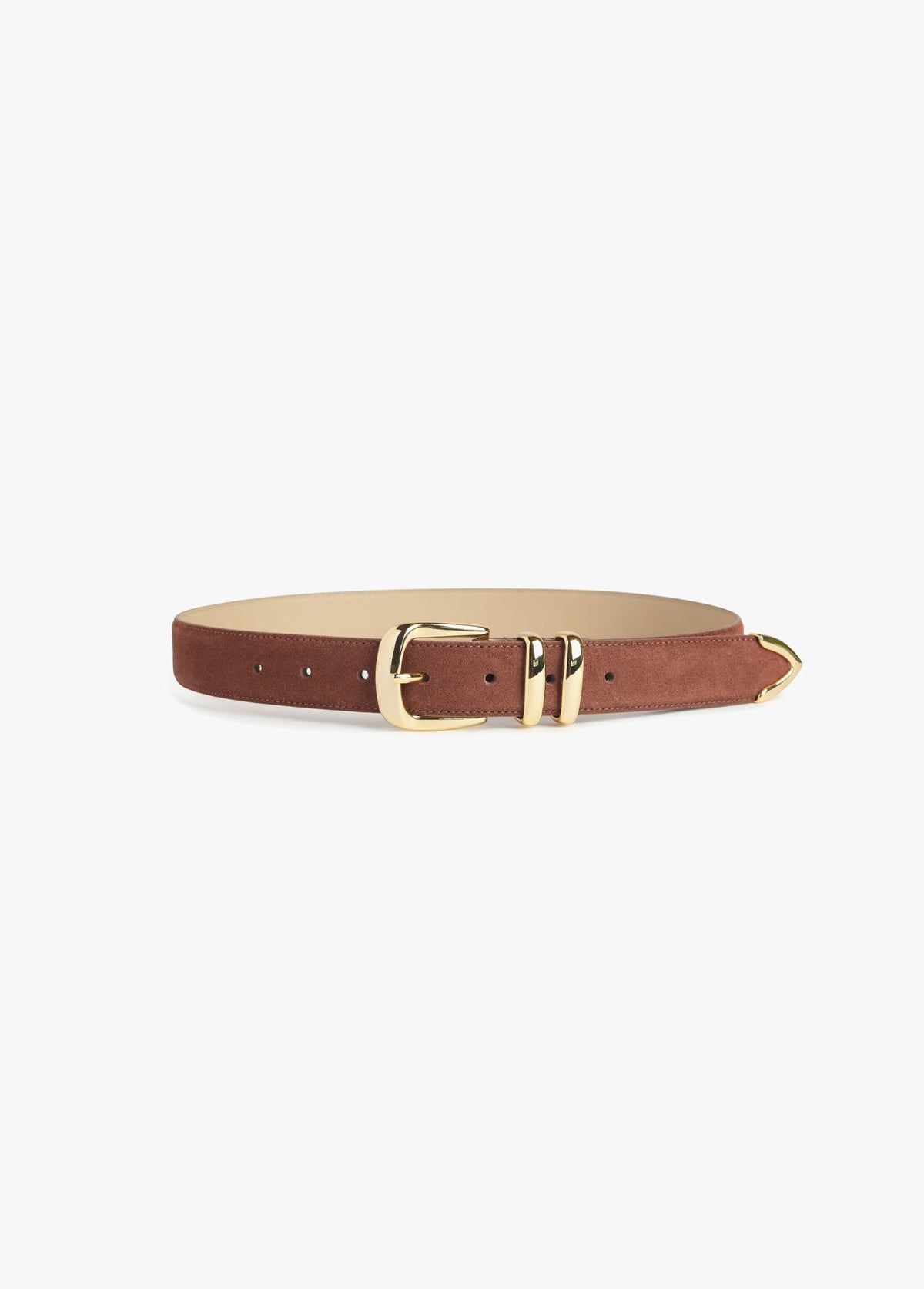 The Suede Jordan Belt - Light Brown Polished
