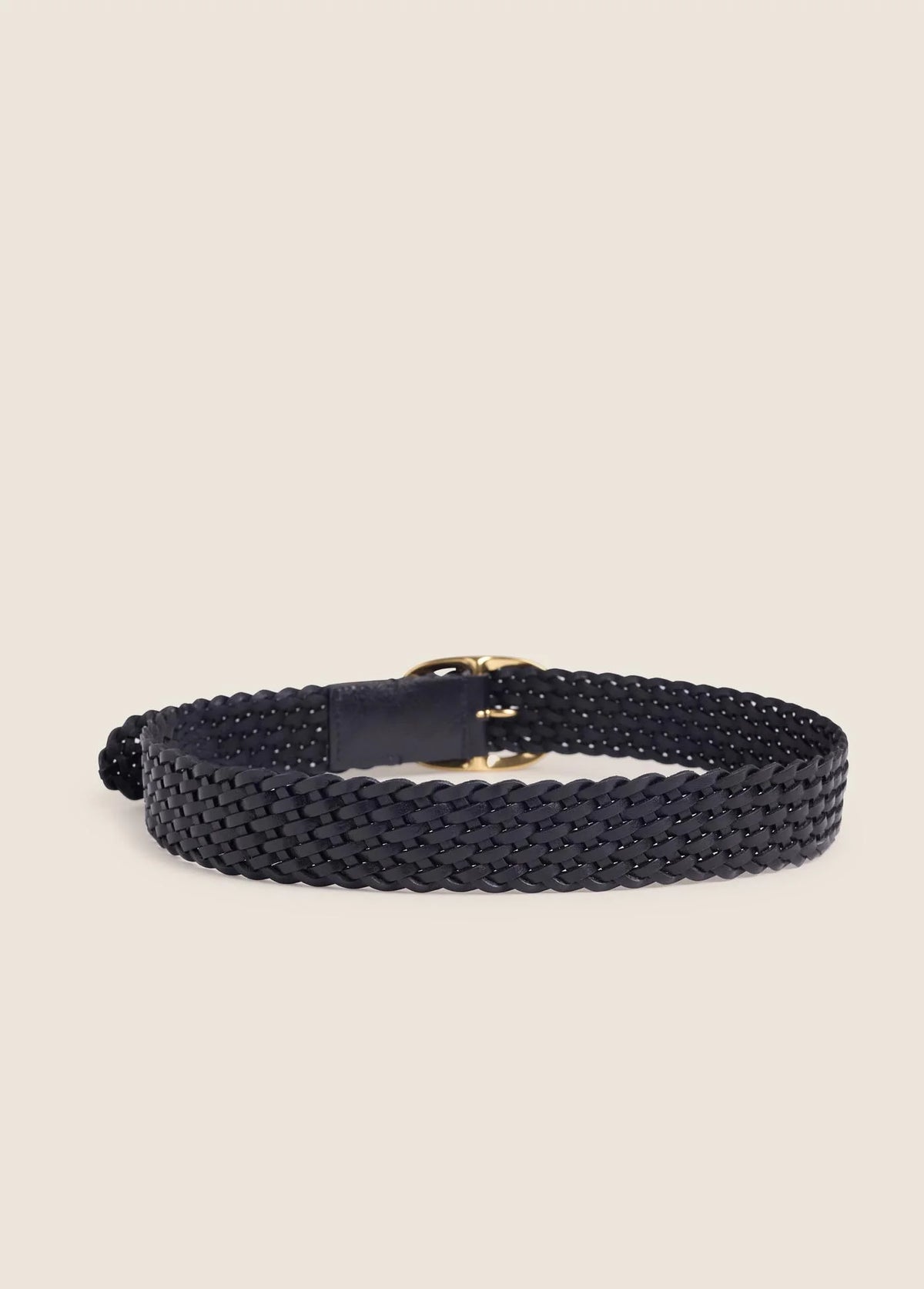 Favorite Daughter The Woven Jean Belt - Black/Antique Brass