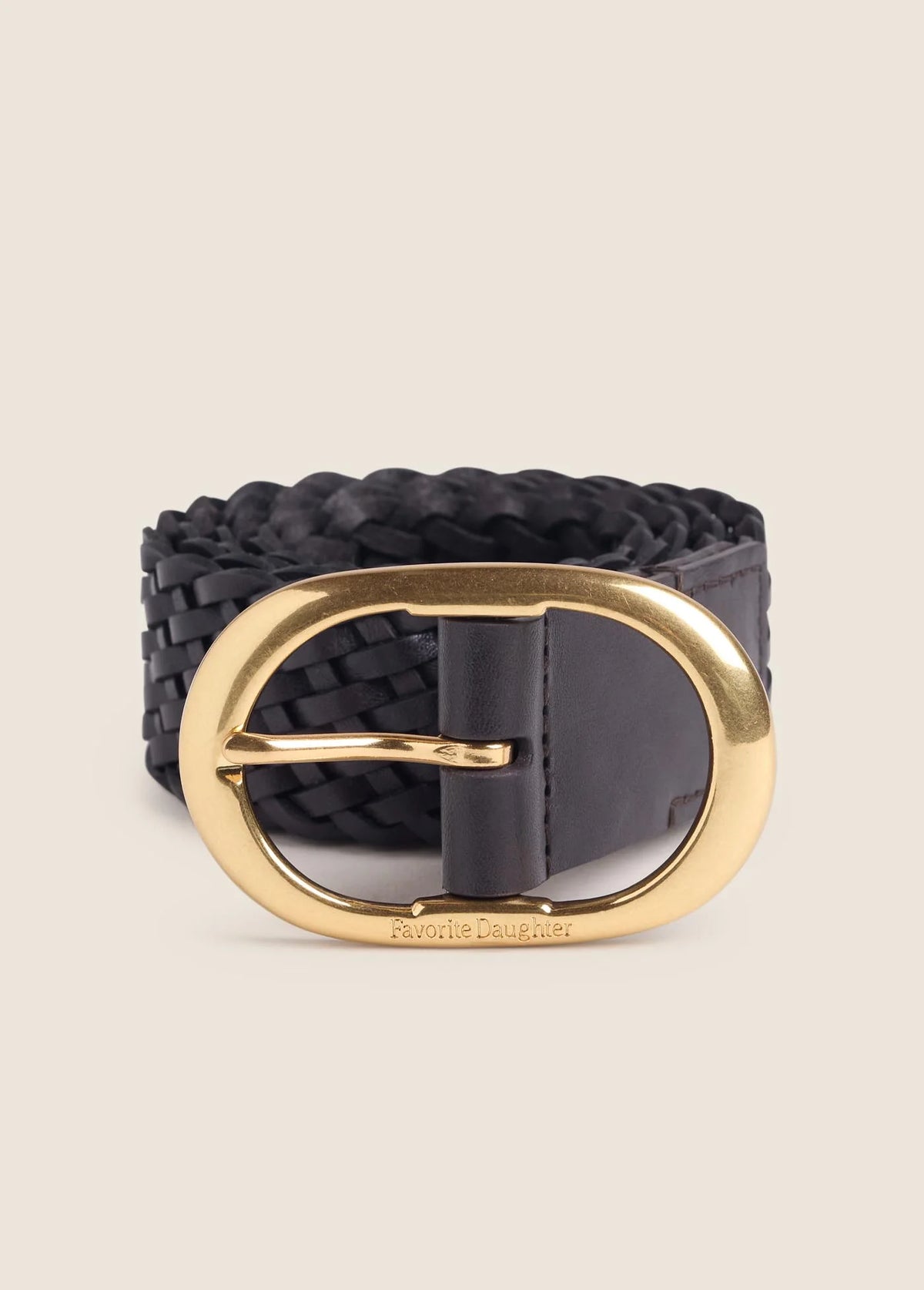 Favorite Daughter The Woven Jean Belt - Brown/Antique Brass