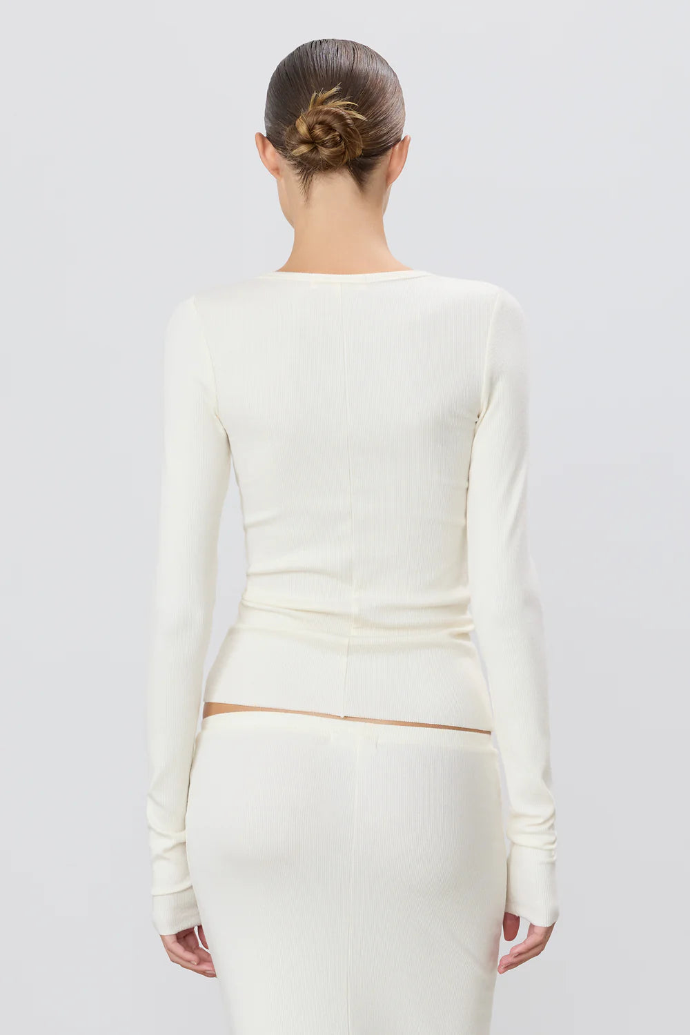 Eterne Long Sleeve Fitted Top - Cream