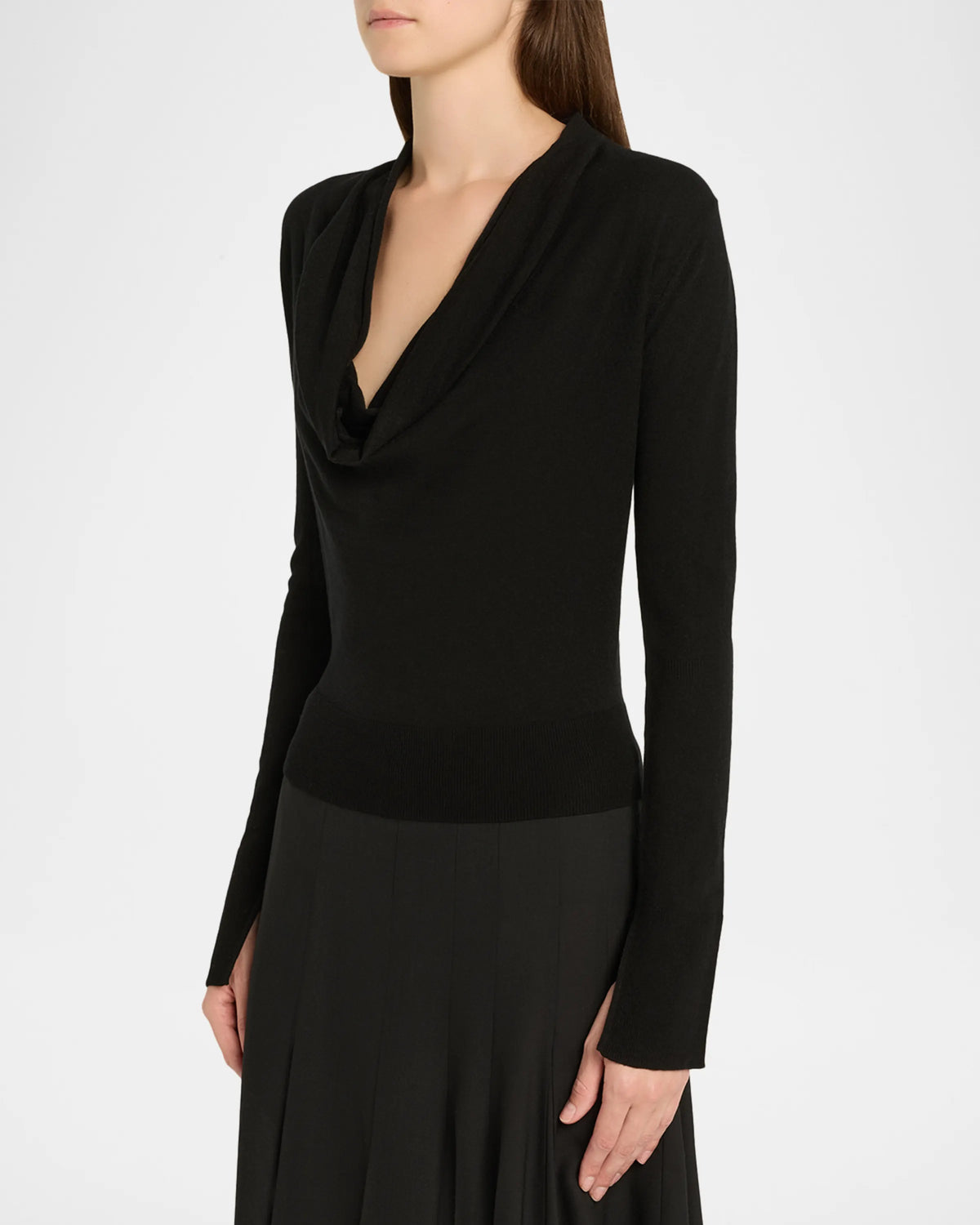 Natia Cowl Neck Top - Black