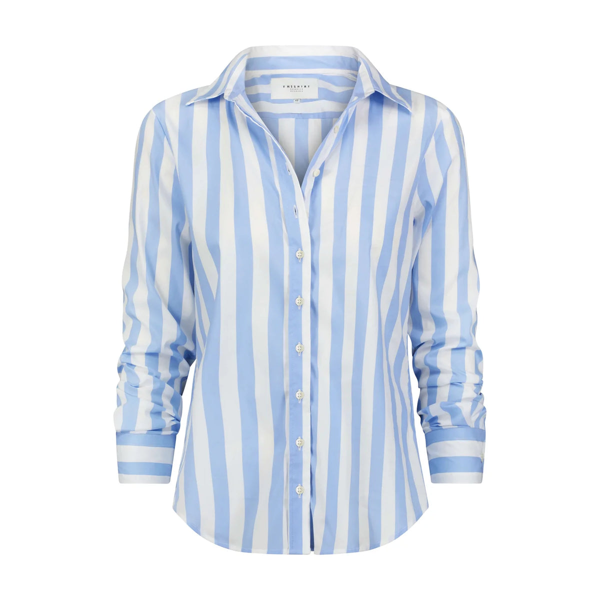 The-Shirt The Boyfriend Shirt Wide Sky Blue/White Stripe