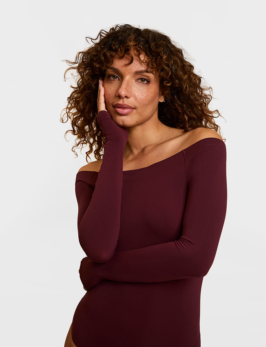 Commando Ballet Off the Shoulder Bodysuit - Raisin