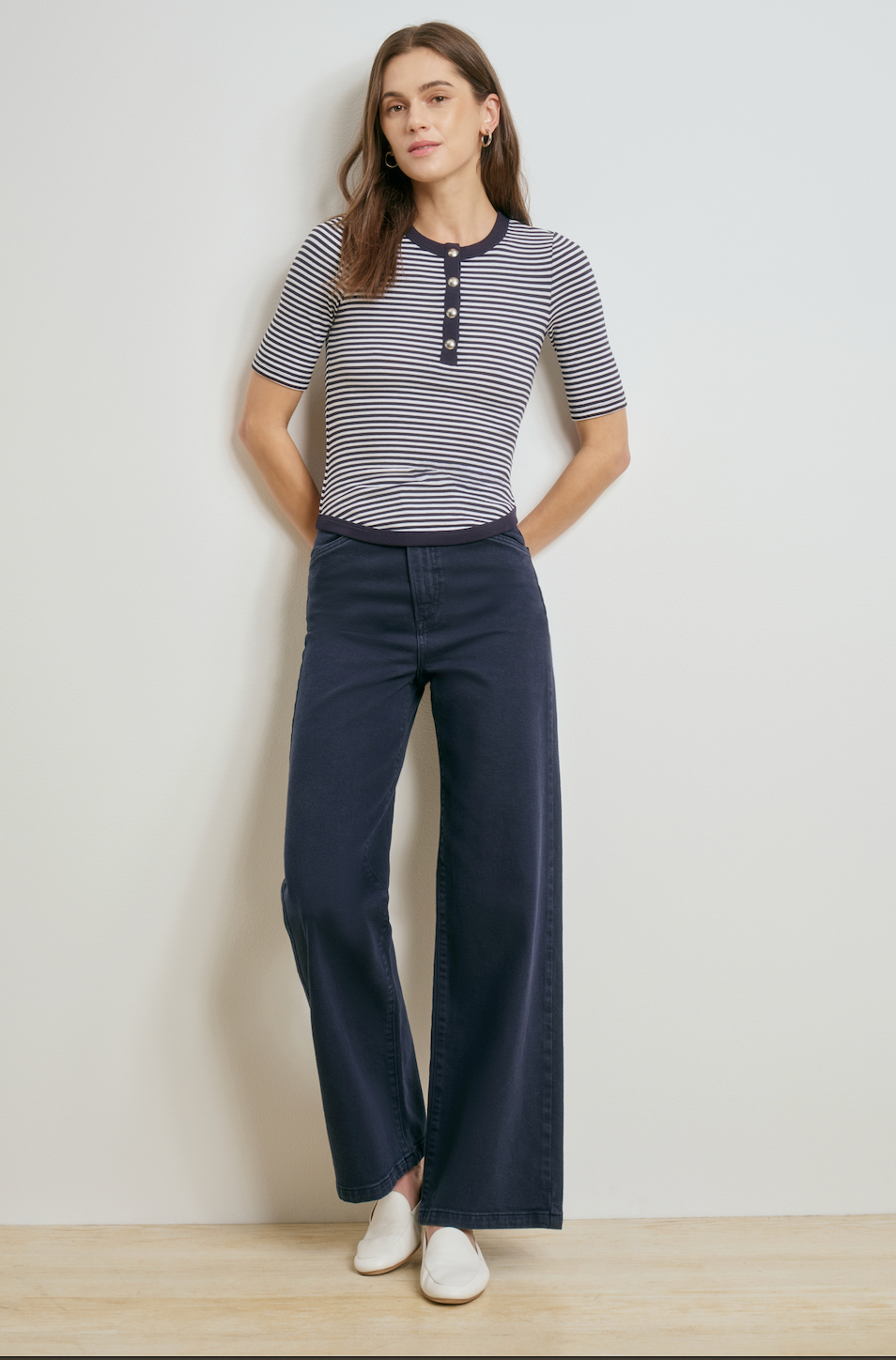 Favorite Daughter Mischa Super High Rise Wideleg Navy Jean